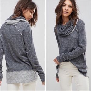 Free People Beach Cocoon Cowl Neck Pullover in Charcoal